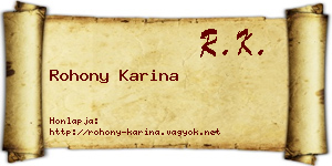 Rohony Karina névjegykártya